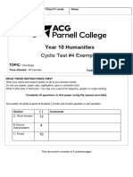 Updated - Year 10 Humanities Cyclic Test 4 SOCIOLOGY EXEMPLAR