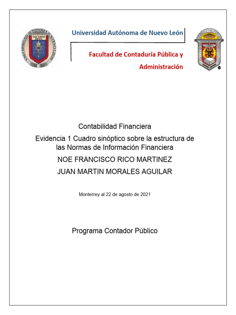 Evidencia 1 Nif | PDF | Contabilidad | Estado financiero