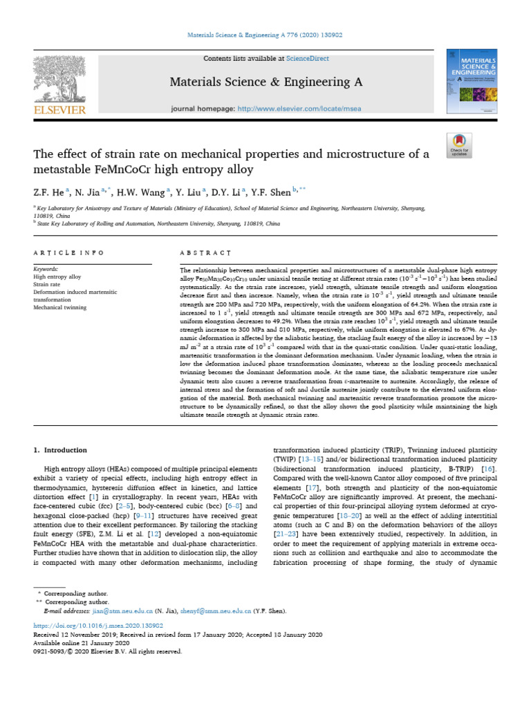 The Effect of Strain Rate On Mechanical Properties | PDF | Deformation ...