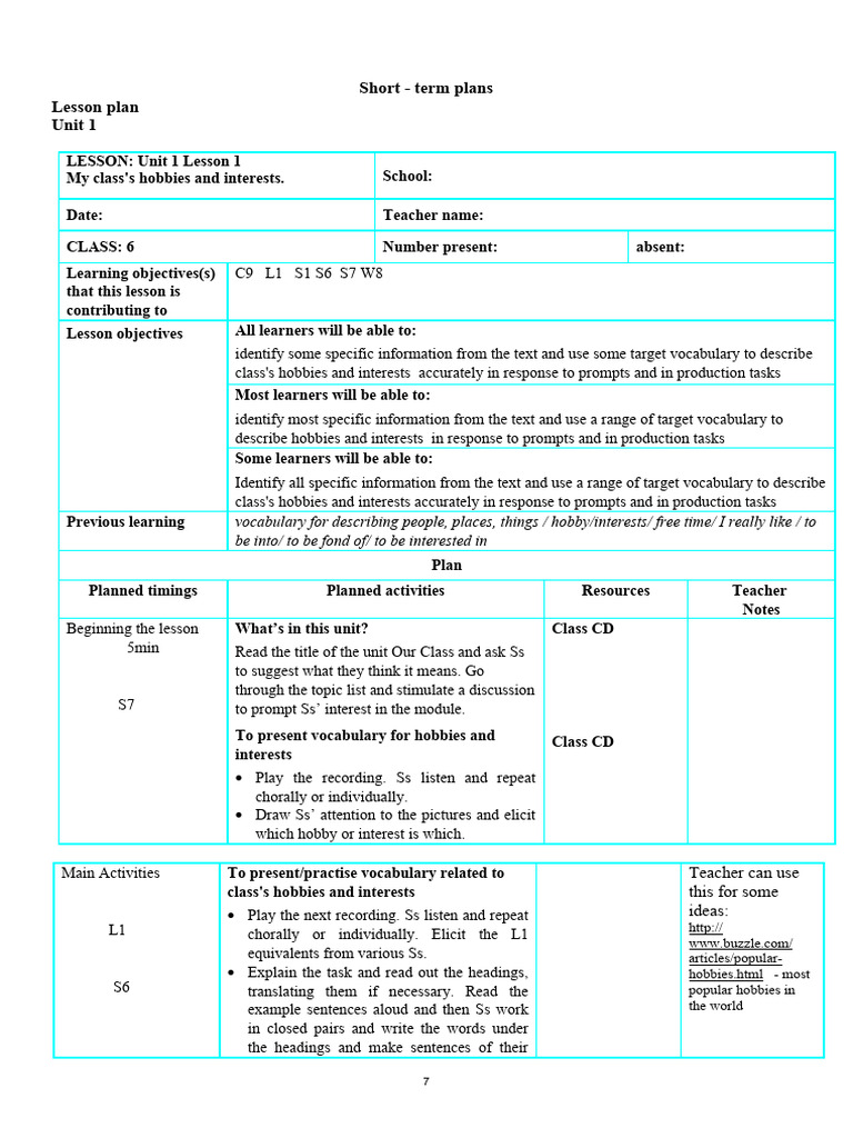 Lesson plans english plus 6 all units pdf educational technology