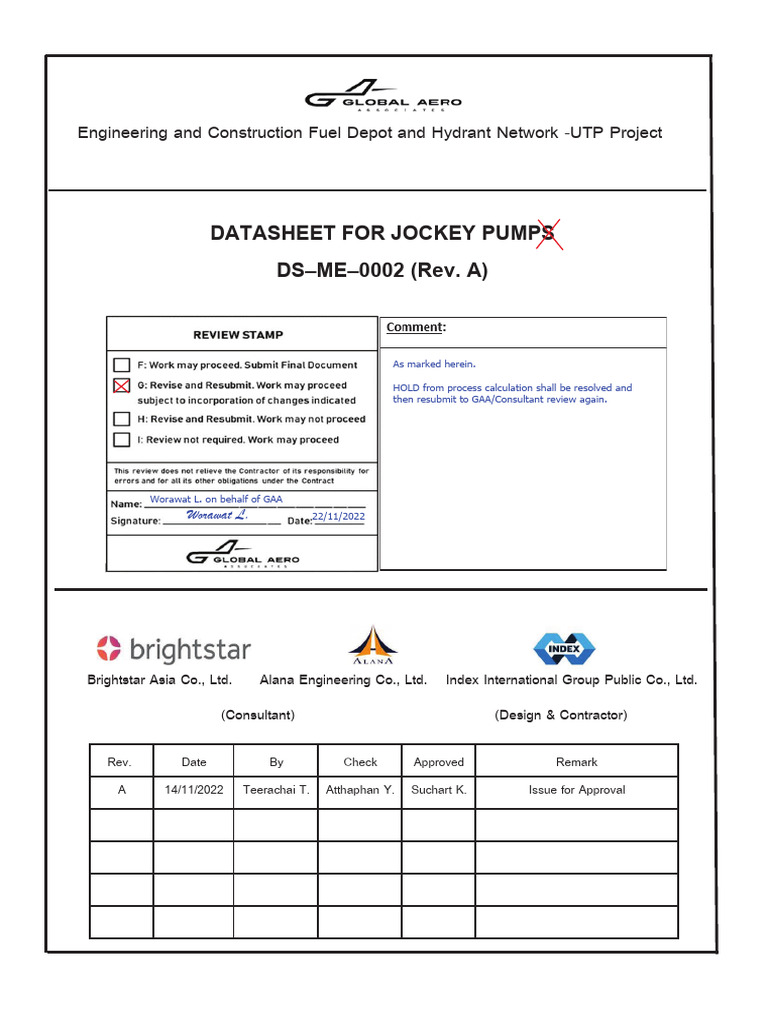 Jockey Pump Datasheet for UTP Project | PDF | Pump | Continuum Mechanics