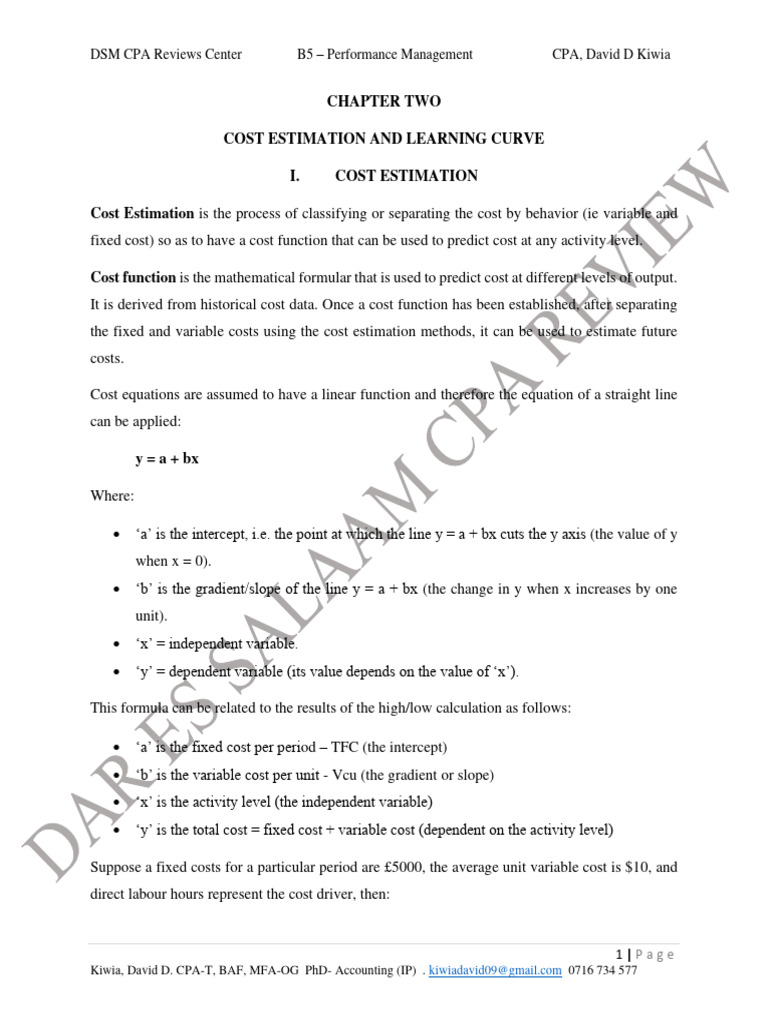 Topic 2 - Cost Estimation and Learning Curve... | PDF | Least Squares ...
