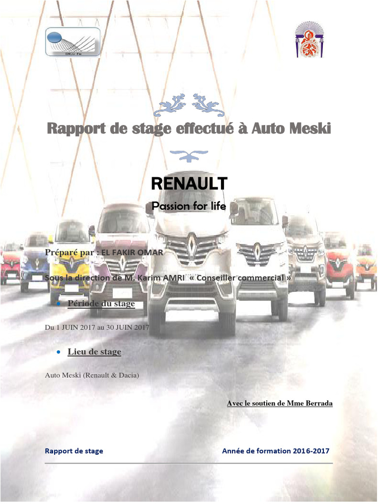 Rapport de stage chez Auto Meski Renault | PDF | Renault | Sodles