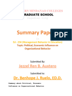 Ed 234 Auxtero Jezzel Summary Paper 1 Political Economic Influence On Organizational Behavior