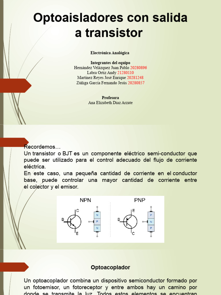 Optoacopladores con salida a transistor | PDF | Transistor | Electrónica