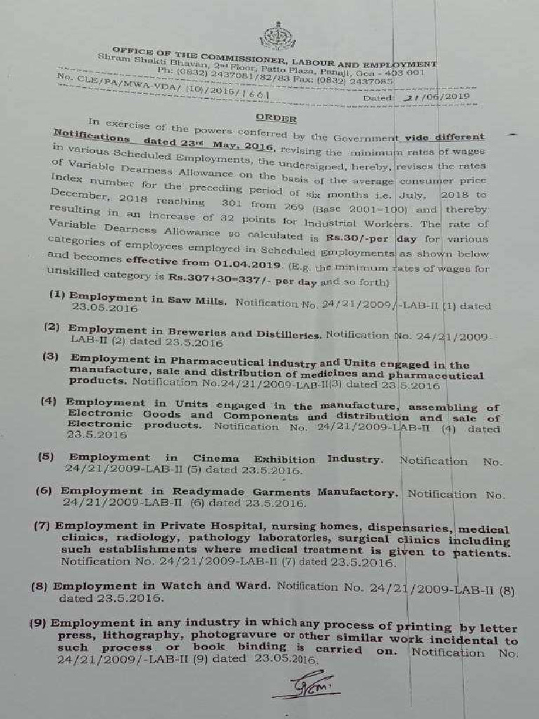 Goa Vda Notification 01.04.2019 | PDF
