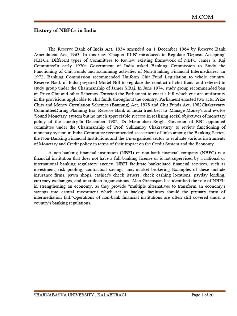 Sneha NBFC Mba | PDF | Non Bank Financial Institution | Business