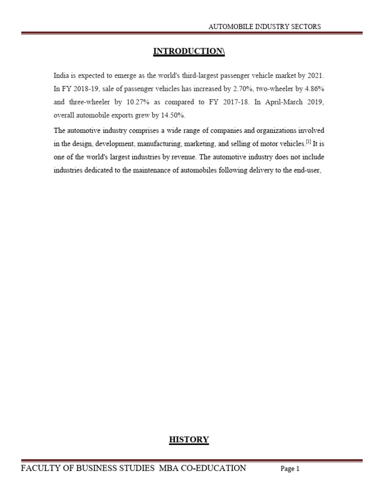 MBA Automobile Industry in India PDF Foreign Direct Investment