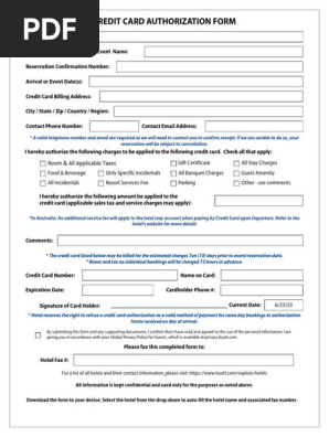 Credit Card Authorization Form