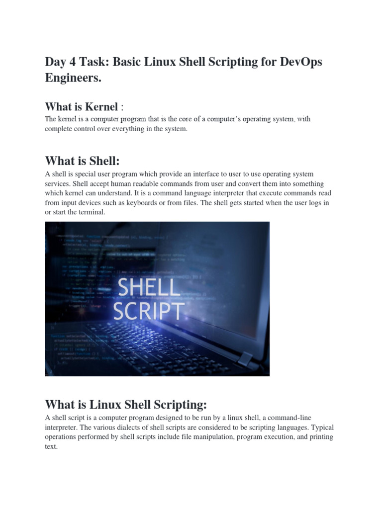 Day 4 Task: Basic Linux Shell Scripting For Devops Engineers | PDF ...