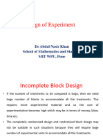 Design of Experiment: DR Abdul Nasir Khan School of Mathematics and Statistics Mit Wpu, Pune