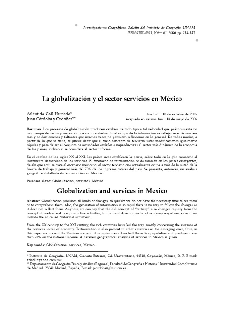 Globalización y servicios en México | PDF | México | Migración humana