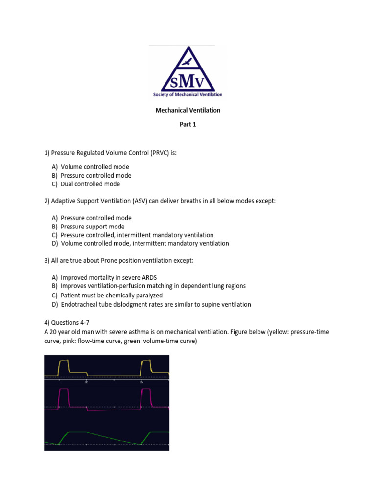 Mechanical Ventilation Part 1 Questions Download Free Pdf Diseases