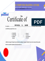 Certificate of Completion OF A COMPUTER COURSE SAMPLE