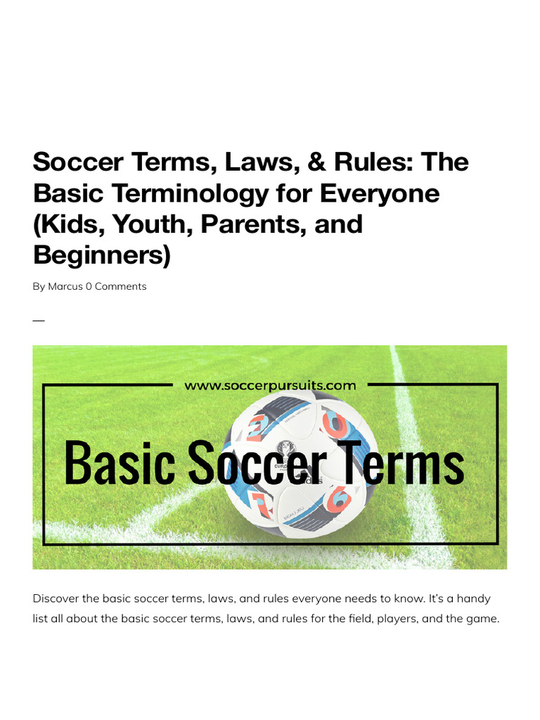 Soccer Terms and Rules The Basic Terminology For Everyone (Kids