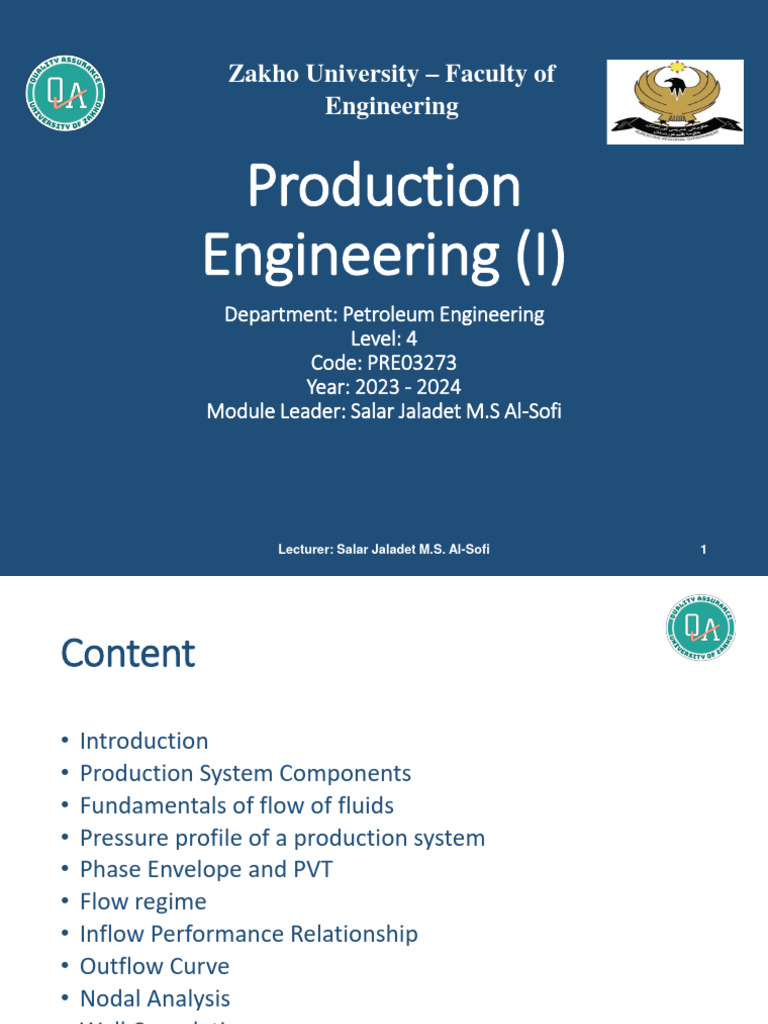Production Engineering I Lecture 1 (4) PDF Petroleum Reservoir
