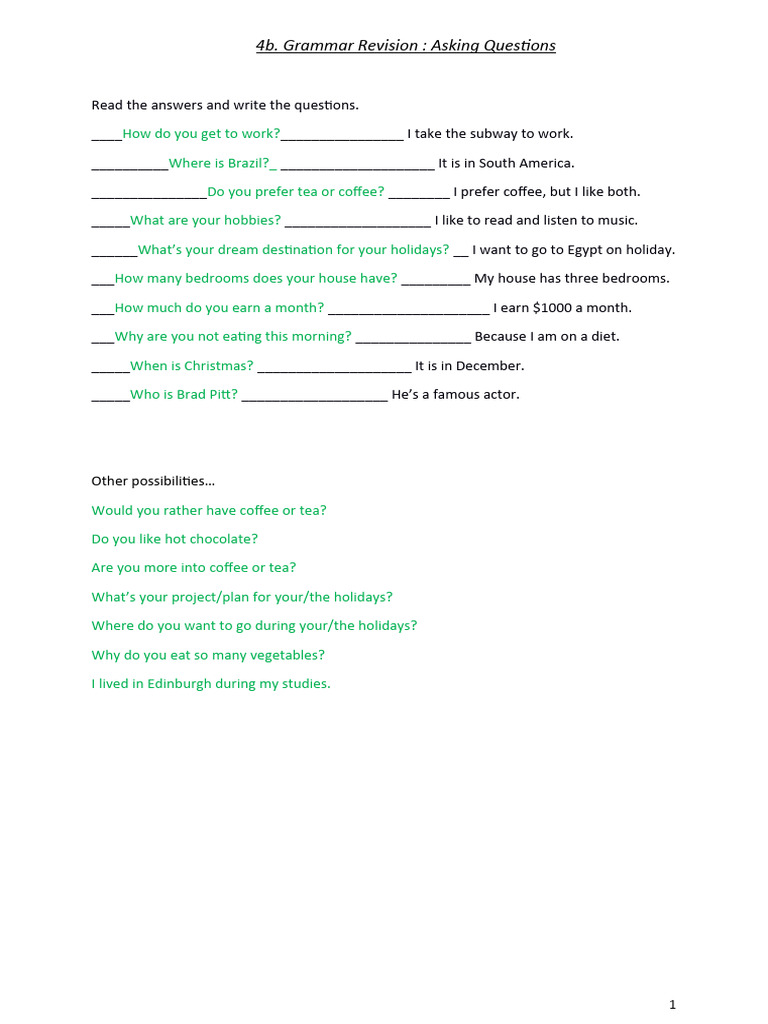 Grammar Corrections PDF