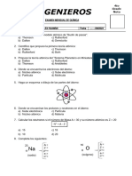 Examen Mensual de Quimica 4to Grado