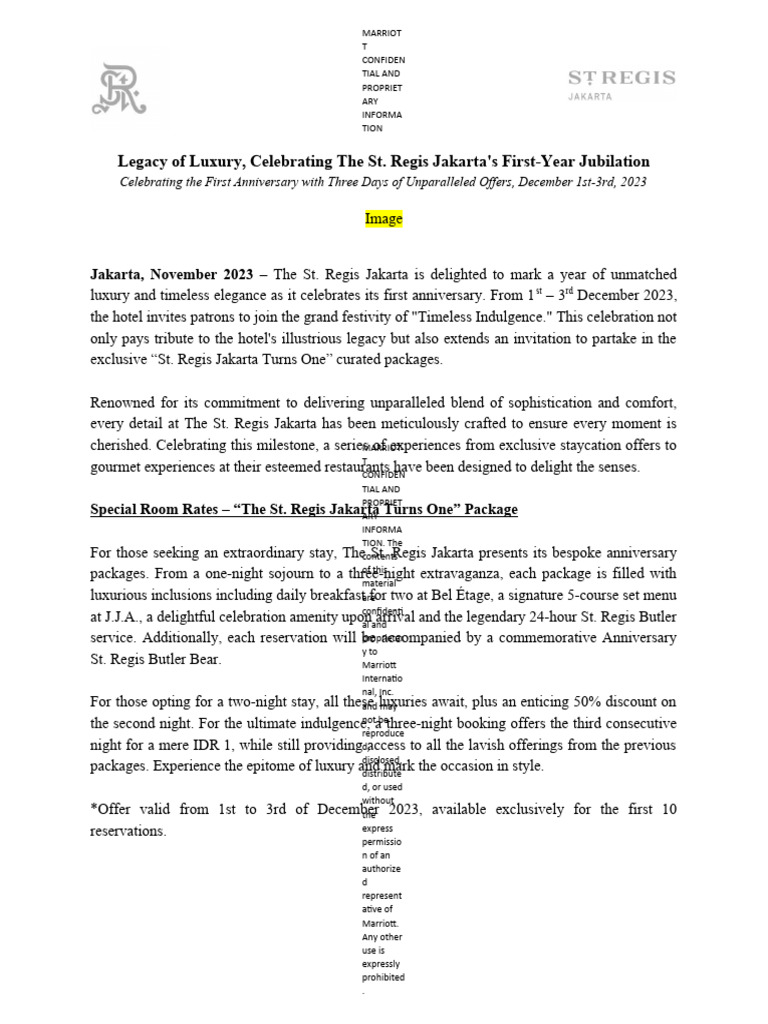 Newsflash - Legacy of Luxury Celebrating The St. Regis Jakarta's First ...