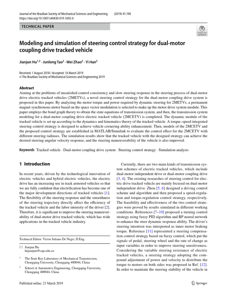 Steering Control for Dual-Motor Tracked Vehicles | PDF | Electric Motor ...