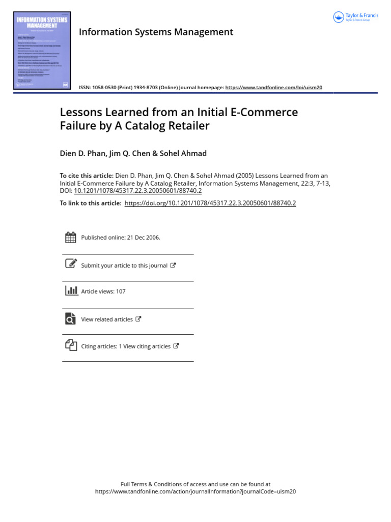 Lessons Learned From An Initial Failure by A Catalog