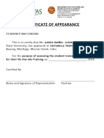 Certificate of Appearance