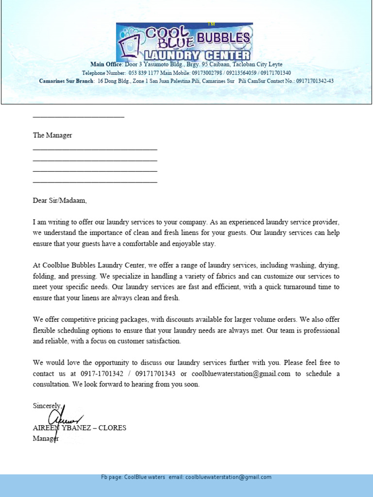 laundry service proposal PDF