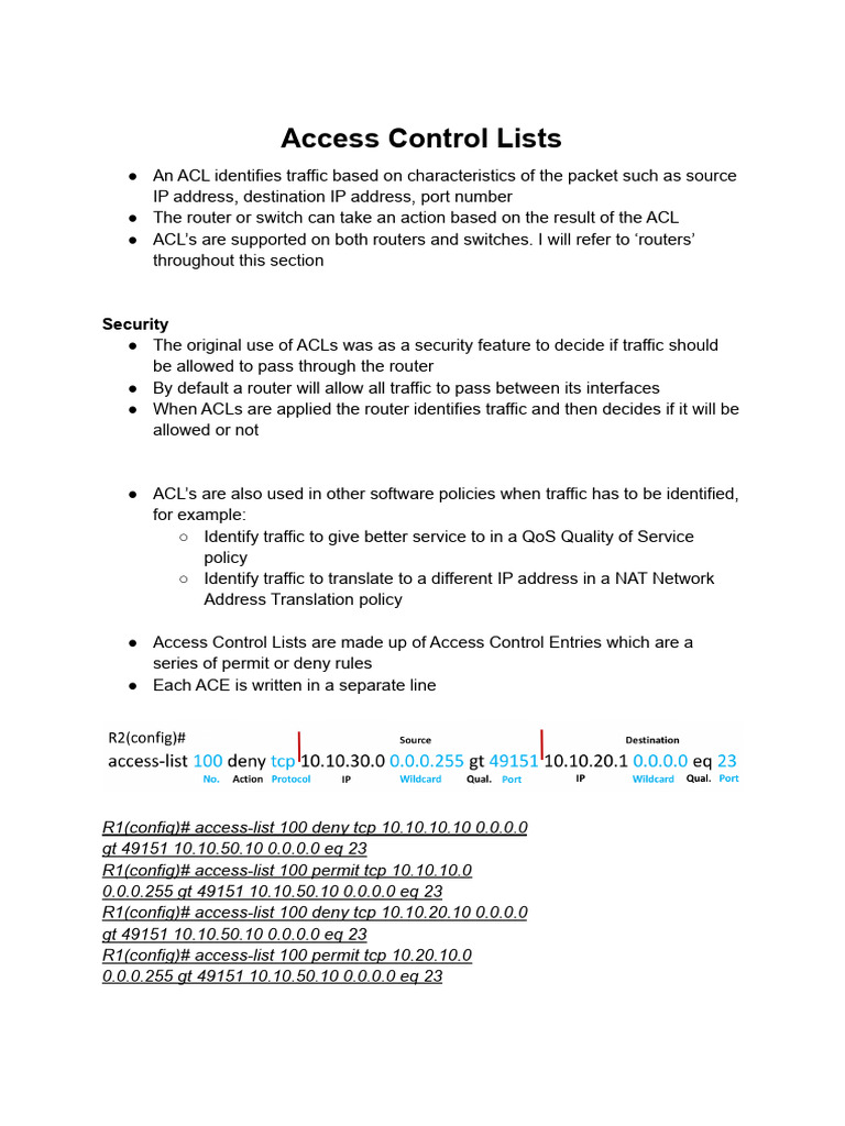 Access Control Lists Security PDF Router Protocol Suite