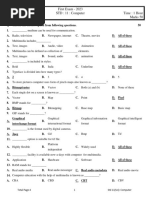 First Exam - 2023 Date: 09/10/2023 STD: 11: Computer Time: 1 Hour Stream: Science Marks 50