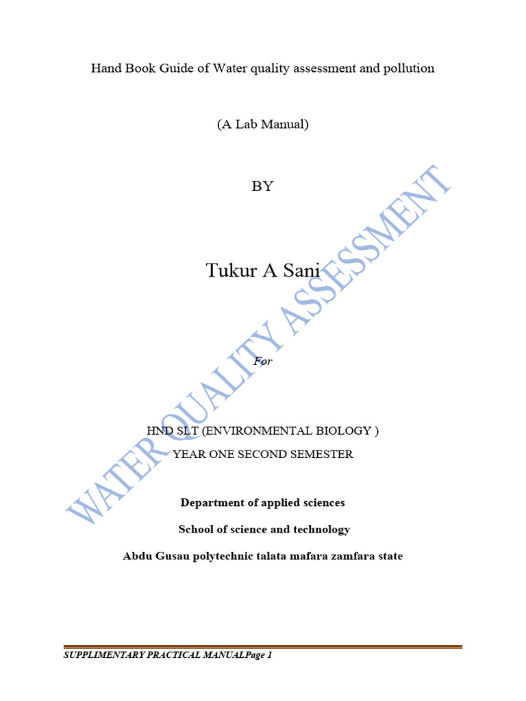 Water Quality Manual | PDF | Titration | Chemistry