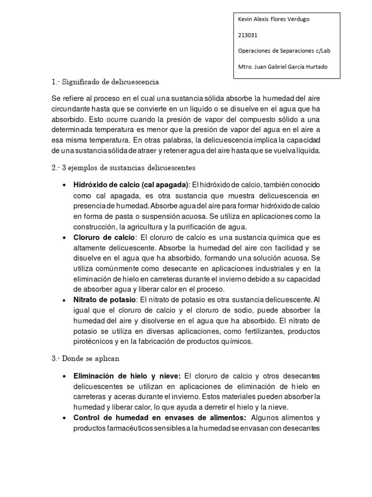Operaciones de Separaciones PDF Agua Sustancias químicas