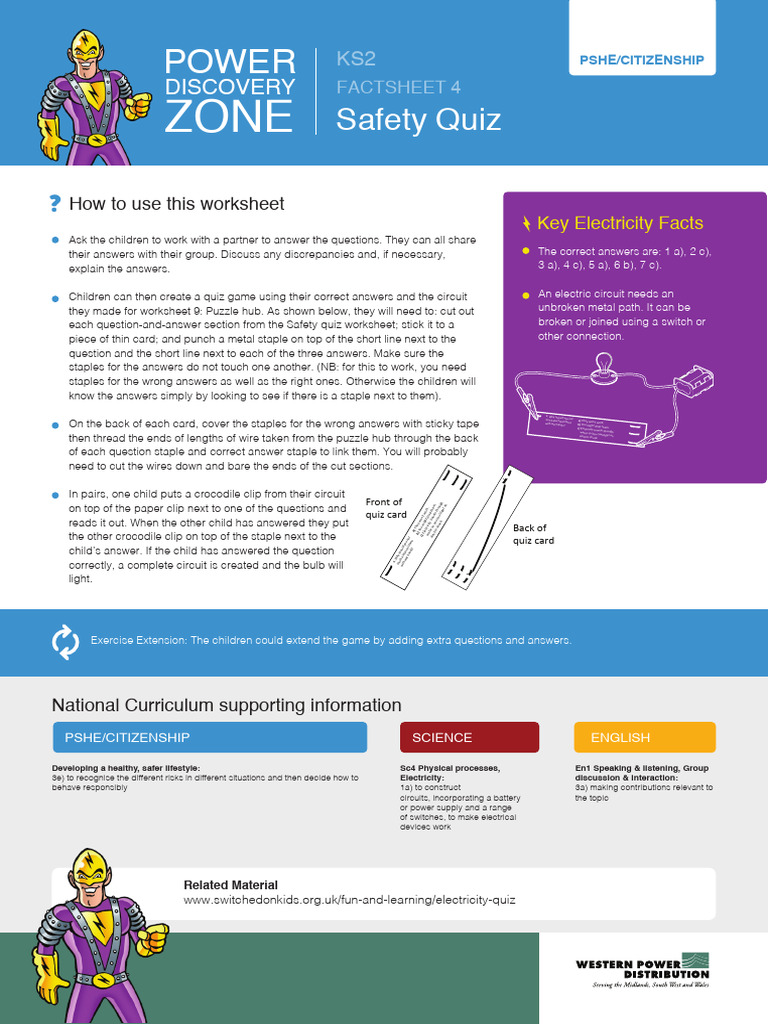 Sheet 4 Safety Quiz PDF Electrical Connector Fuse (Electrical)