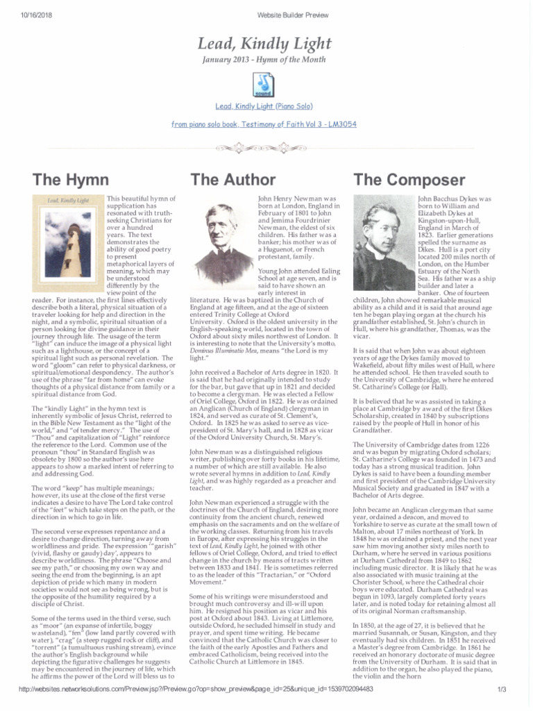 Lead Kindly Light PDF