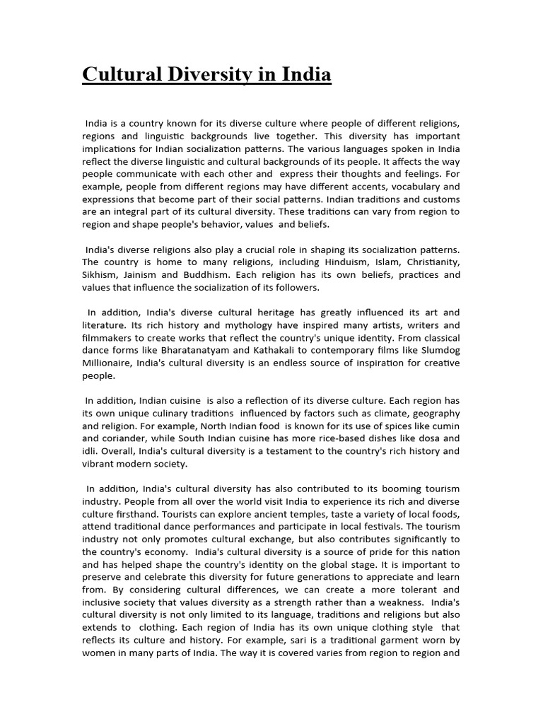 Cultural Diversity in India | Download Free PDF | Festival ...