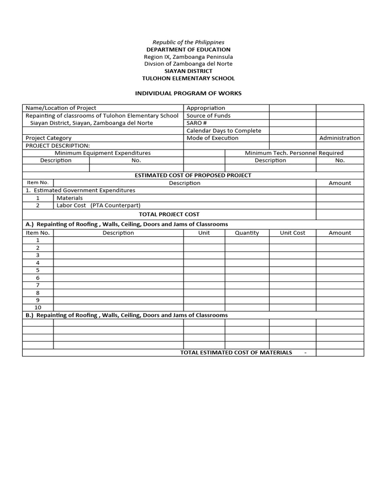 Individual Program of Works | PDF