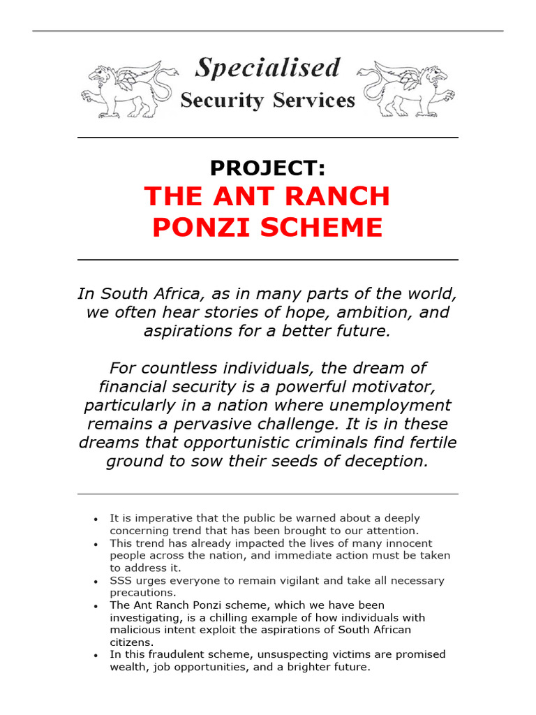 Project The Ant Ranch Ponzi Scheme JD | PDF | Ponzi Scheme | Deception