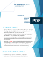 Tourism Planning Policy, Planning Formulation