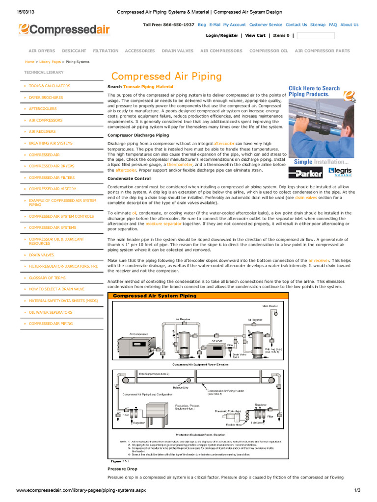 Compressed Air Piping Systems & Material - Compressed Air System Design