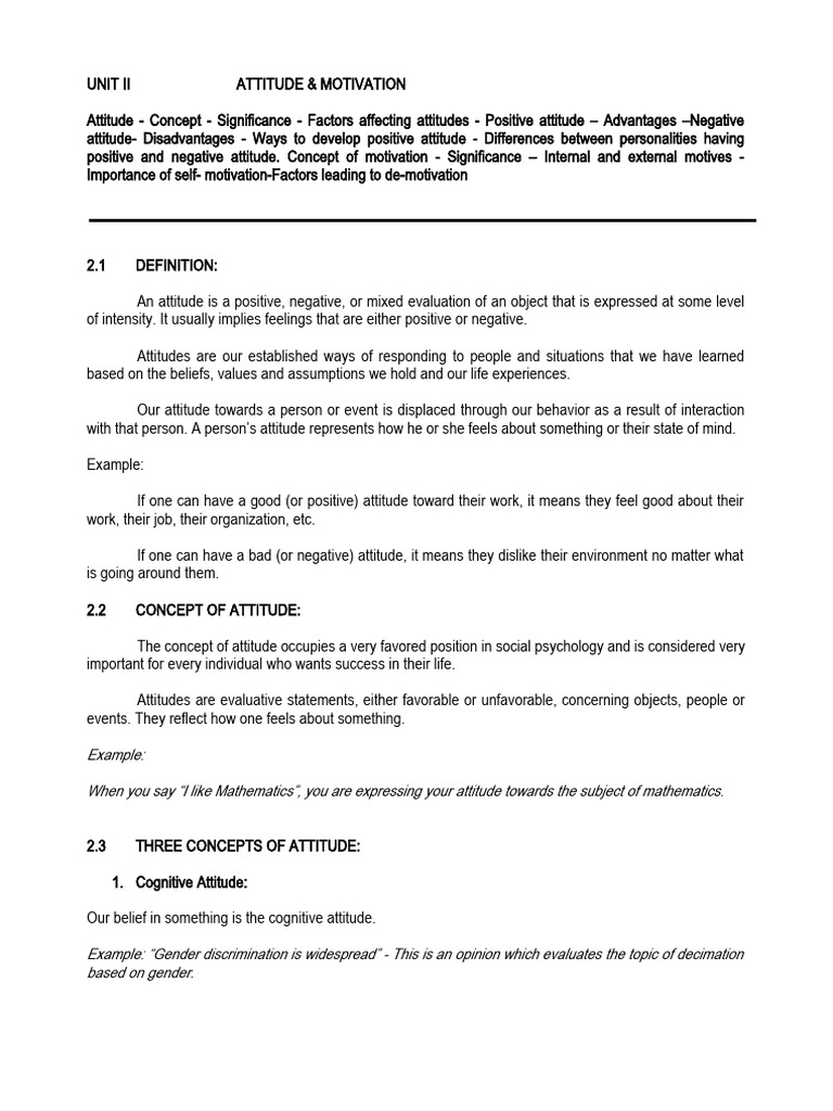 Attitude and Motivation Insights | PDF | Attitude (Psychology) | Motivation