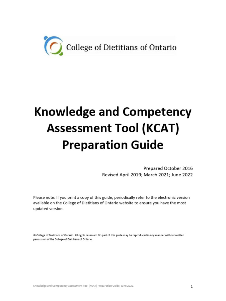 KCAT Preparation Guide Overview | PDF | Dietitian | Nutrients