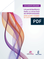 Tema 13 Comun - Documento Resumen Plan Estrategico para La Igualdad de Oportunidades Entre Mujeres y Hombres de Castilla La Mancha 2019 2024