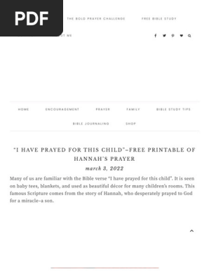 “I Have Prayed for This Child”–Free Printable of Hannah’s Prayer