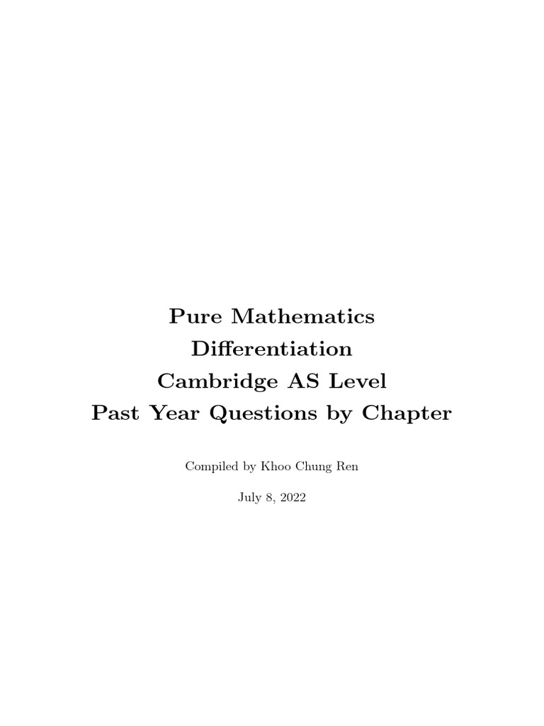 AS Level Pure Mathematics: Differentiation | PDF | Tangent | Gradient