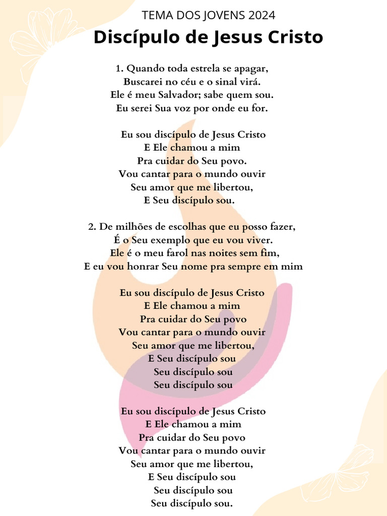 Letra Musica Discípulo de Jesus Cristo. DSY | PDF