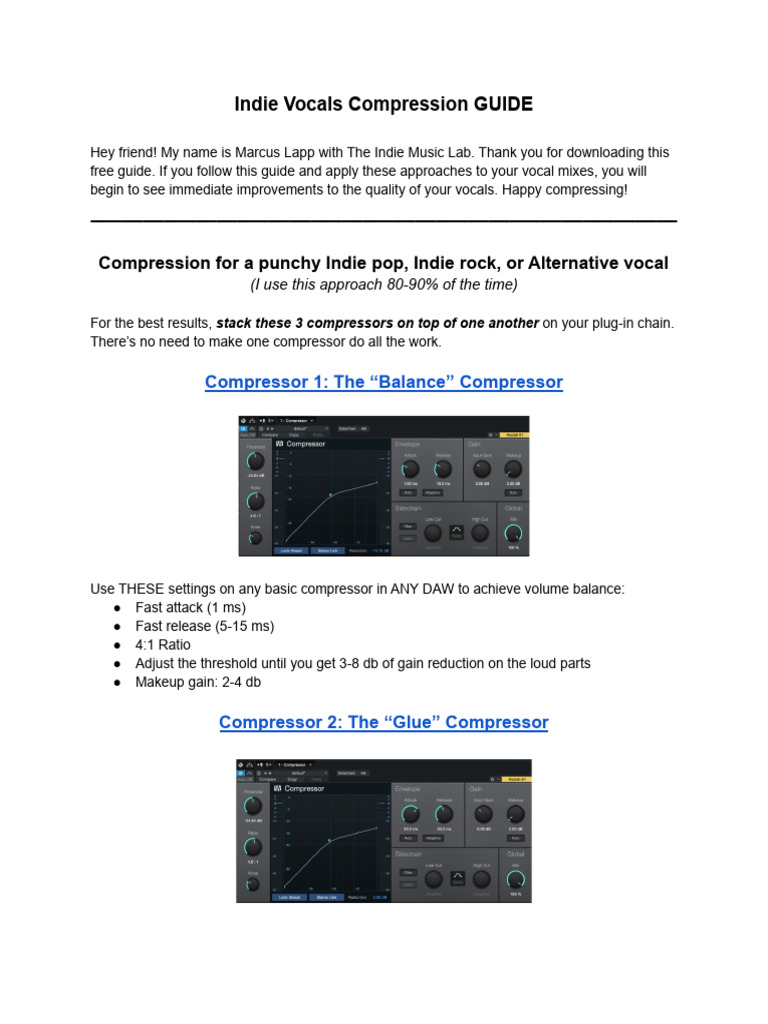 Indie Vocals Compression Techniques | PDF | Sound | Computer Engineering
