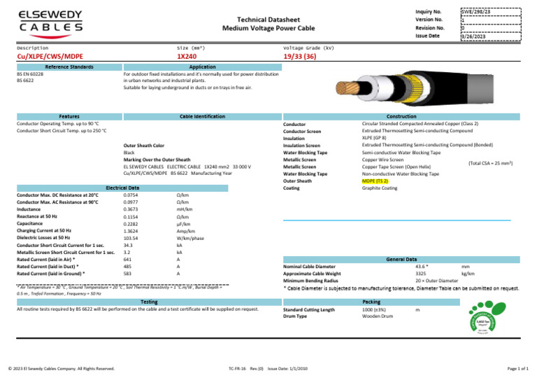 Technical Offer-SWE-298-23-V1 | PDF | Electrical Conductor | Insulator ...