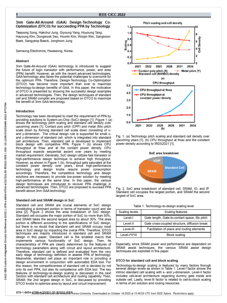 3nm GAA DTCO for Enhanced PPA | PDF | System On A Chip | Transistor