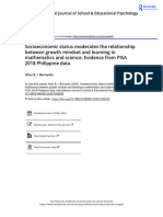 Socioeconomic Status Moderates The Relationship Between Growth Mindset and Learning in Mathematics and Science: Evidence From PISA 2018 Philippine Data