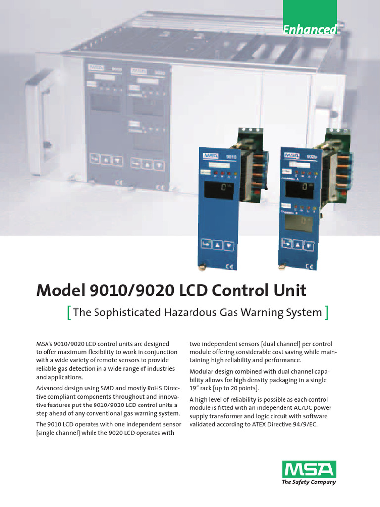 MSA 9010/9020 Control Unit Overview | PDF | Relay | Liquid Crystal Display