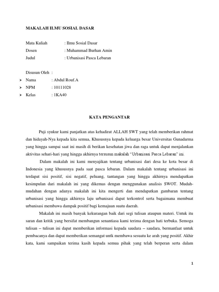 Makalah Ilmu Sosial Dasar